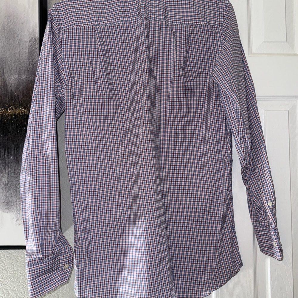 Blue and White Gingham Casual Button Down Shirt - Picture 5 of 5